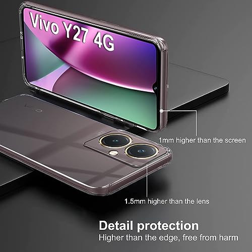 Image of Fashionury Crystal Clear Case for Vivo Y27 / Vivo Y27 2023 | Yellowing Resistance | Transparent TPU Silicone | Raised Camera Lips | Slim Transparent Cover