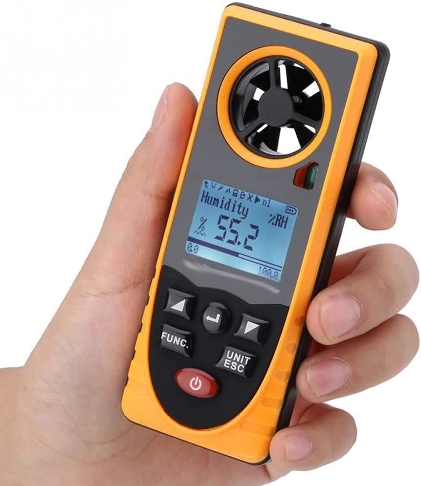Handheld Digital Anemometer Air Wind Speed Scale Meter Multifunctional LCD Display Thermometer Hygrometer Illuminometer，Multifunctional Measurement, Easy to Read