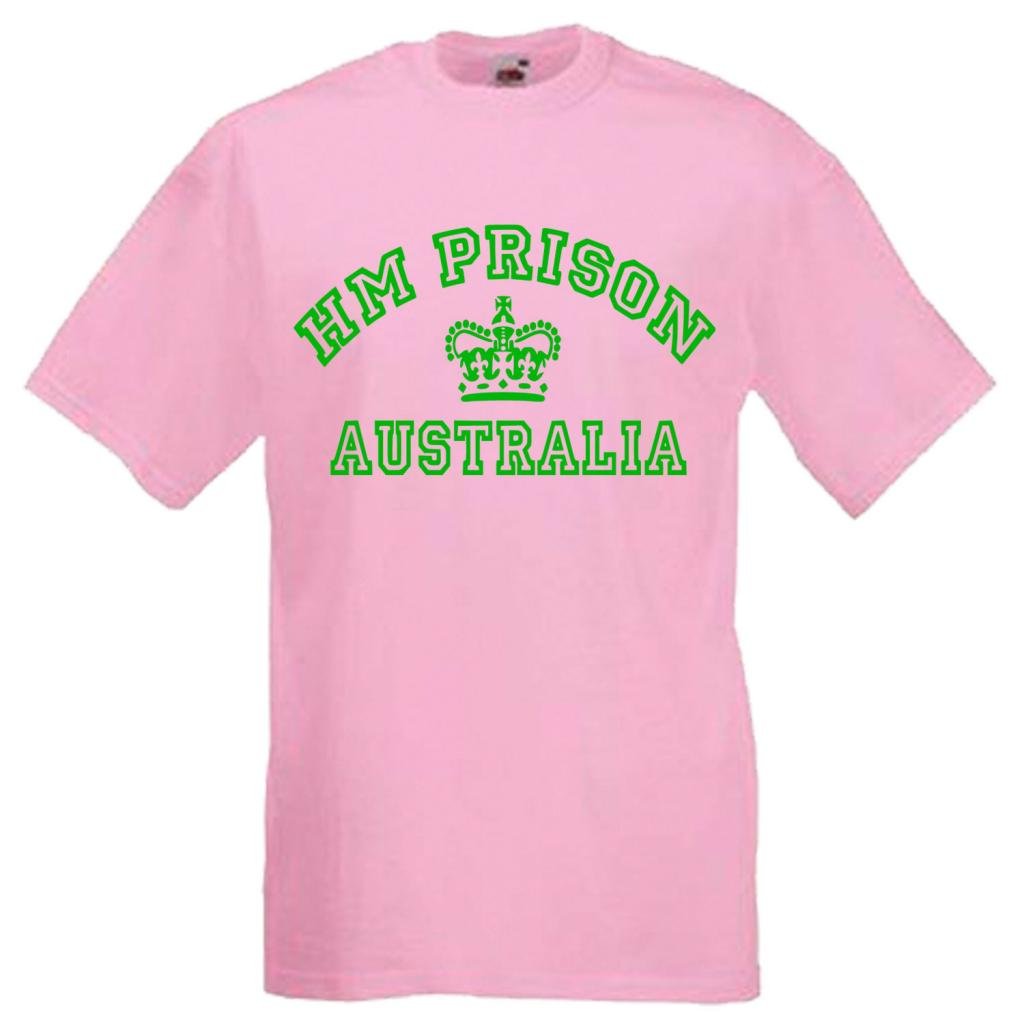Shaniztoons Men's Light Pink Hm Prison Australia T Shirt Large