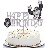 オランウータンケーキトッパー 怒っているゴリラケーキデコレーション 楽しいオランウータンテーマ 子供のパーティーデコレーション、男の子、女の子、大人 ハッピーバースデー サファリ ジャングル 動物 猿 パーティーデコレーション