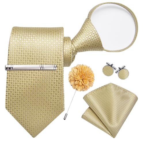 Image of DiBanGu Silk Pre-tied Ties for Men Formal Adjustable Necktie Set | 6PCS,Zipper Tie,Pocket Square,Cufflinks,Tie Clip & Lapel Pin,Wrinkle-Resistant,Premium Gift Box,Formal Business Wedding Party