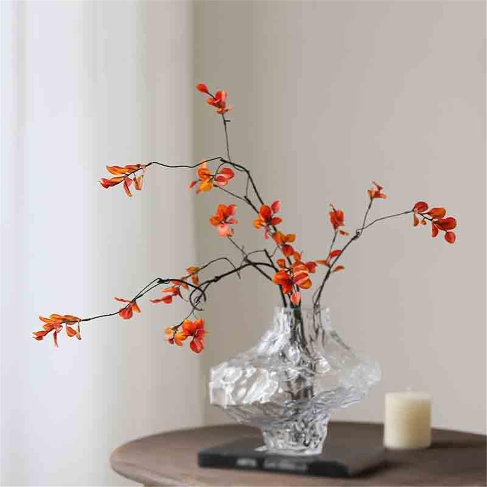Fiori artificiali Vaso di vetro simulazione foglia d'acero finto fiore disposizione decorazione da tavolo Fiore finto