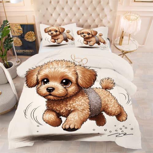 ZZXHG Edredón Matrimonio Estampado 3D | Perro de Dibujos Animados, Nórdico Reversible de 4 Estaciones, Lavable, Incluye 2 Fundas de Almohada 50x75 cm, para Cama de 105 cm