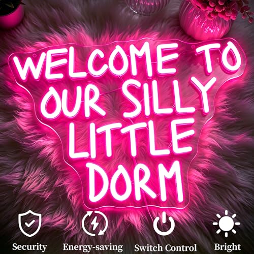 Image of Welcome To Our Dorm Neon Sign Led Neon Lights Neon Signs for Wall Decor Light Up Sign for Birthday Party Club Gift