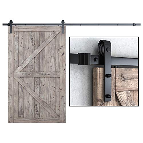SMARTSTANDARD 10FT Heavy Duty Sturdy Sliding Barn Door Hardware Kit, 10' Double Track