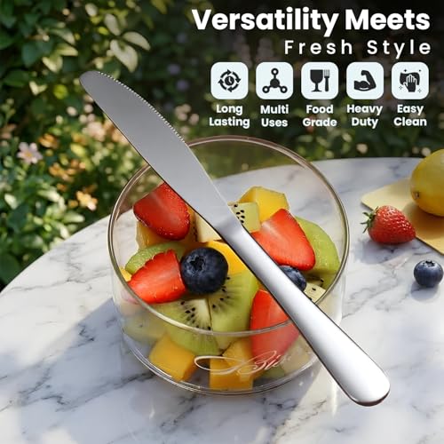 AEX 6X Stainless Steel Table Knives Set | Compact & Versatile Cutlery for Butter, Cheese, and Dining | Ergonomic Design, Dishwasher-Safe, Durable Serrated Blades - Image 4
