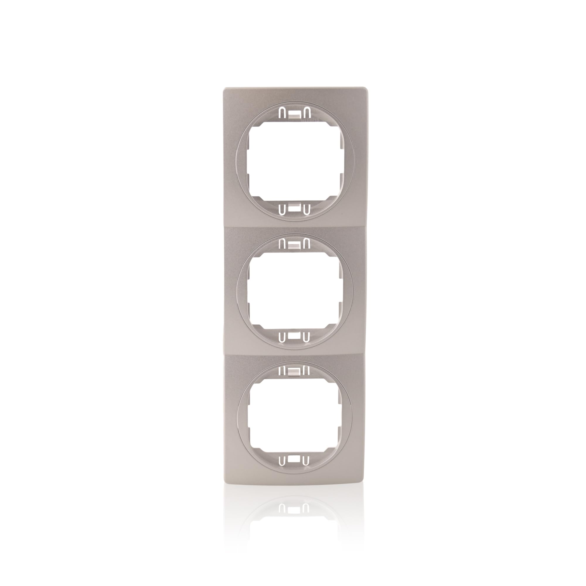 3x Datenbuchse Nobilis Set Silber 2xRJ45 Cat 6 FTP, Ø 60 mm & 3-fach Rahmen 80x222 mm vertikal ABS