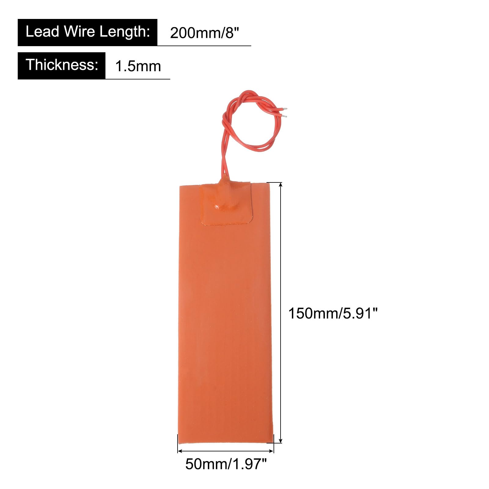 sourcing map Plaque Chauffante en Silicone, Film Chauffant de 12V 20W, Plaque Chauffante Flexible de 150mmx50mm pour Une Température Constante, Lot de 6