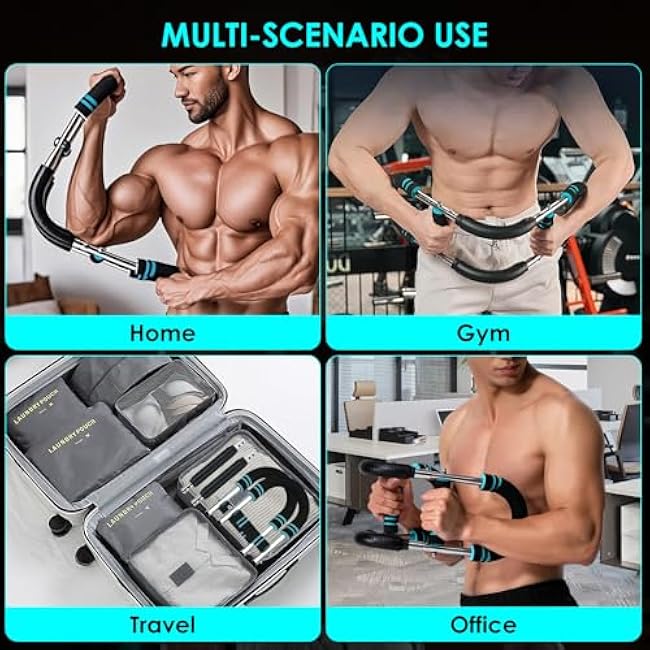 Chest Workout Equipment,Twister Arm Trainer Adjustable Chest Trainer£¬Removable U-Shaped Arm Weights Portable Upper Body Exerciser for Fitness on The Go£¨Blue-Black£©