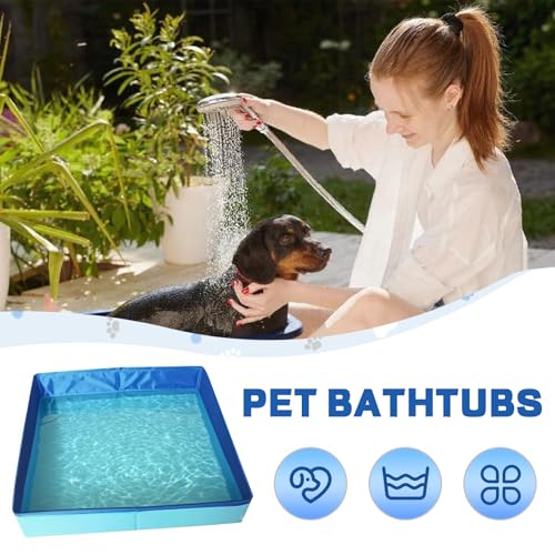 Hundepool Klein,Faltbares Hundebad,Faltbarer Planschbecken,Schwimmbecken Für Hunde, Planschbecken Für Haustiere, Faltbarer Hundepool Hundebad, Für Kleine Hunde Katze, 50x50x10 cm (Blau)