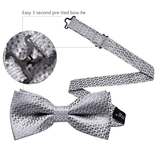 Image of YOHOWA Paisley Striped Men Bow Tie Pre-Tied Formal Adjustable Colorful Bowties Handkerchief Cufflinks Set Wedding Party