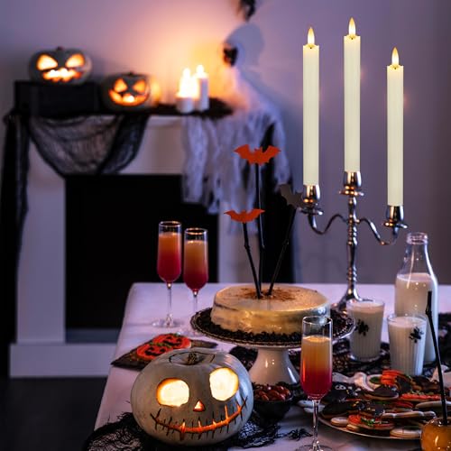 Image of JOIONE Ivory Flameless Taper Candles with Remote, 6 Pack Flickering Tapers | Real Wax LED, Battery Operated, Flickering Flame, Remote Control, Safe Home Decor for Living Room and Dining Table