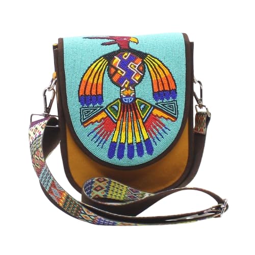 Image of Handmade Beaded Handbag, Native American Style Crossbody bag, Czech Glass Beads Shoulder Bag, Unisex Handbag.