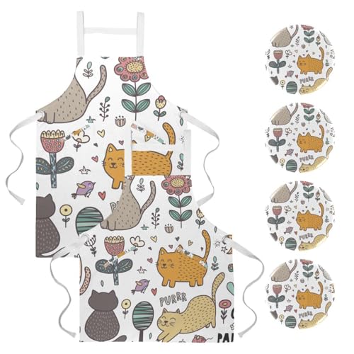 Tablier de cuisine Chats au paradis lot de 2 pour protéger vos vêtements de la saleté