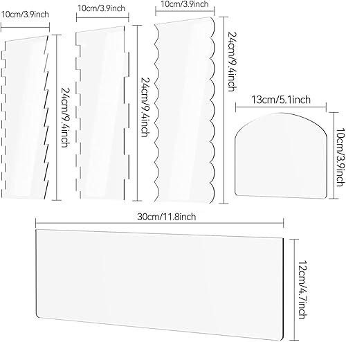 Miniatura 2 de 6 piezas de acrílico transparente raspador de pasteles decoración de pasteles peine borde pastel más suave raspador pastelería cortador