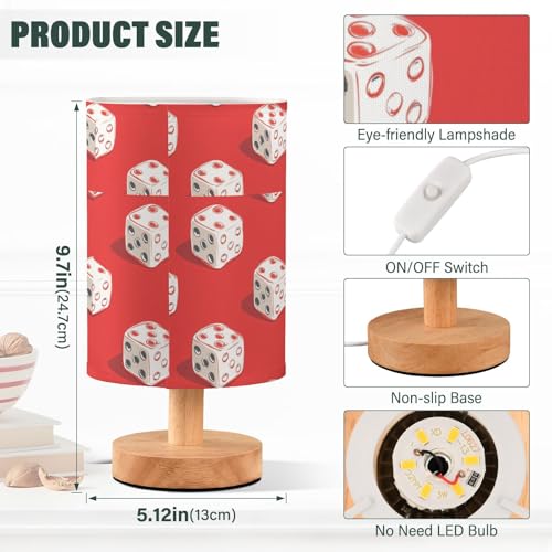 Lámpara de mesa roja patrón dados 3D 24.64 cm alto miniatura 3