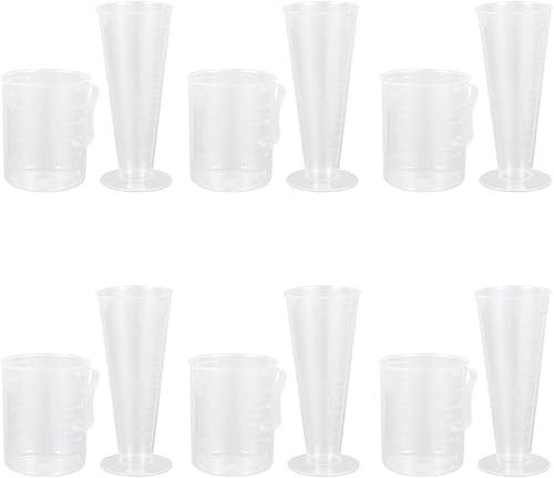 Baluue 12 tazas medidoras de plástico transparentes de 3.4fl oz y 8.5fl oz con báscula vaso graduado, taza de medición líquida, vaso de