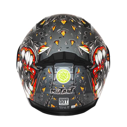 Image of HAX Modular Flip-Up Dual Visor Motorcycle Helmet Adult DOT /ECE Approved | Lightweight, Comfortable, and Stylish Helmet for Men and Women - Amatista Series Mutant Grey M
