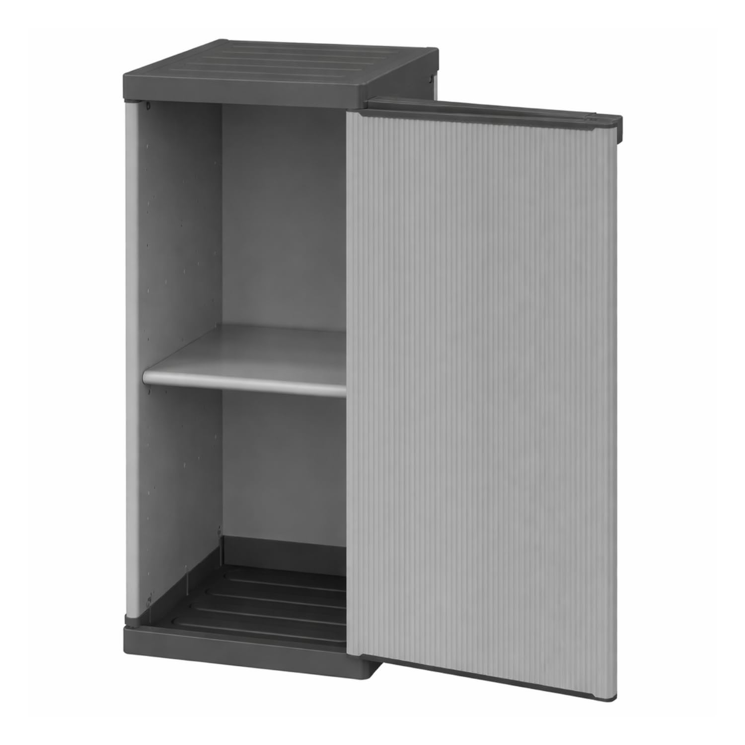 PALUPLUS Armadio Basso a 1 Anta in Resina di Colore Grigio, Misura 34x38,5x85 cm, 2 Ripiani Multiuso, Mobile da Interno ed Esterno con Piedini Antiscivolo, Made in Italy -MONG3936F -5