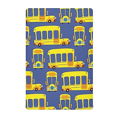 Image of Yellow School Bus Car Crib Sheets Soft Breathable Fitted Baby Crib Sheets Mattress Cover for Girl Boys, 52 inch x 28 inch x 9 inch
