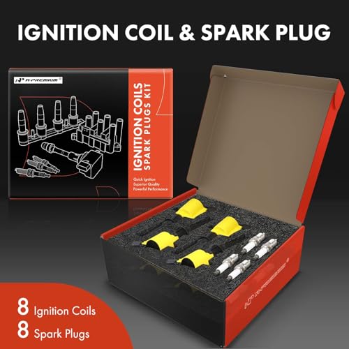 A-Premium Ignition Coil Pack and Iridium Spark Plugs Compatible with Ford F-150, Expedition, E-250, Crown Victoria, Explorer, Mustang, E-150 & Lincoln Town Car, & Mercury, 4.6L 5.4L, Yellow Set of 8 by A-Premium - Image 2