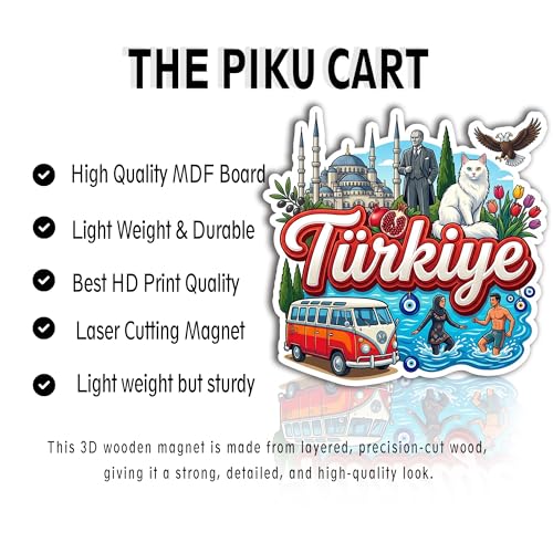 Image of Turkey Fridge Magnet | Premium Engineered Wood & Precision Lasercut Design | Travel Souvenir for Home Kitchen Locker Decor & Gifting | Multicolor