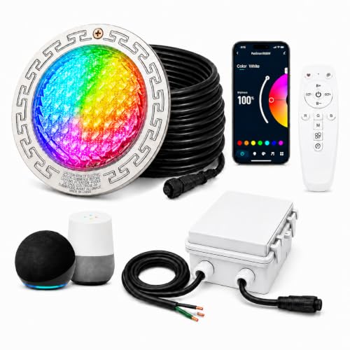 Intekit LED Pool Lights for Inground Pools 10" Wet Niche Compatible, 15 Million Colors, App & Voice Control, Music Sync, Compatible with Alexa Google, Remote Included Fits Pentair, Hayward, Jandy