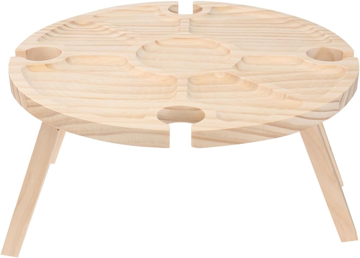 Sturdy Folding Table Wine Rack Outdoor Picnic Table for Camping Beach and Wine Parties