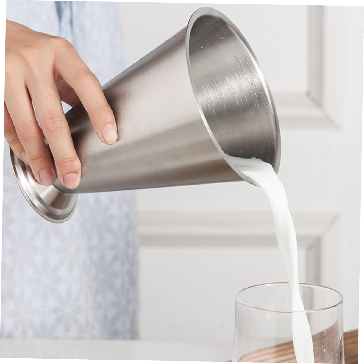 SOLUSTRE Stainless Steel Measuring Cup Scale Multi-Purpose Powder Measuring Tool for Baking Kitchen Accessory for Flour and Liquid 500ml Capacity
