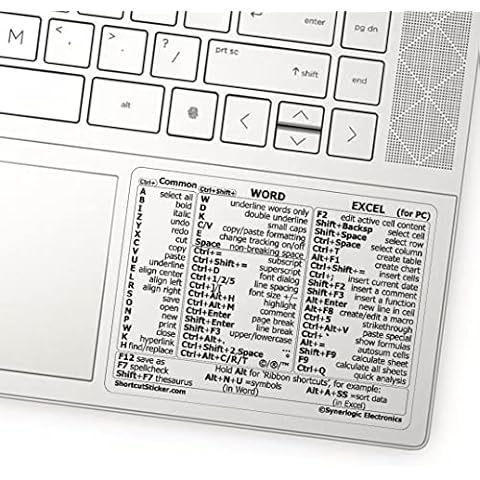 Synerlogic Word/Excel Windows Shortcut Sticker | Reference Guide Keyboard Shortcut Sticker | Work from Home Essentials | Excel Shortcuts Cheat Sheet Laminated & No-Residue Vinyl (Clear/Small, 1pc) Cover
