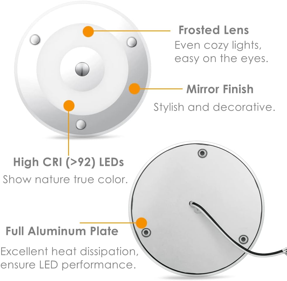 12V LED Ceiling Dome Light, Dimmable Disk Light for RV Boat Camper Van Travel Trailer Truck Sailboat Interior Lighting, Surface Mount Puck Light with Touch Dimmer Switch, 2 Pack (4.75" Cool White) : Automotive
