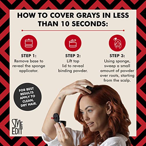 Pó de retoque de raiz para cabelos ruivos médios por Style Edit | Cubra grisalhos e raízes com corre