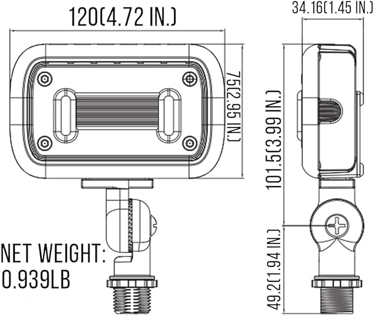 GKOLED 15W Outdoor LED Flood Security Lights, Waterproof Landscape Lighting, 50W PSMH Equivalent, 1500 Lumens, 4000K Cool White, 1/2 Adjustable Knuckle, UL-Listed
