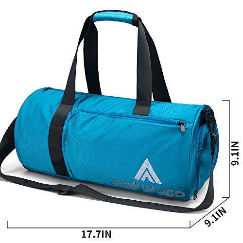 Aokelato Gym Bag,20L Small Sport Duffel Bag, With Shoes Compartment & Wet Pocket,Lightweight Waterproof Weekend Bag,Blue Mudium #TOP1
