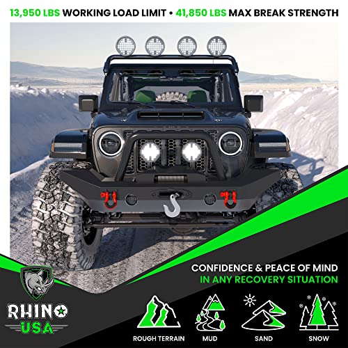Image of Rhino USA D Ring Shackles (2-Pack) - 41,850lb Break Strength - Heavy Duty 3 /4 inch Clevis Shackle with 7 /8 Pin for Towing & Off-Road Use - Pairs with Tow Strap for Vehicle Recovery (Red)