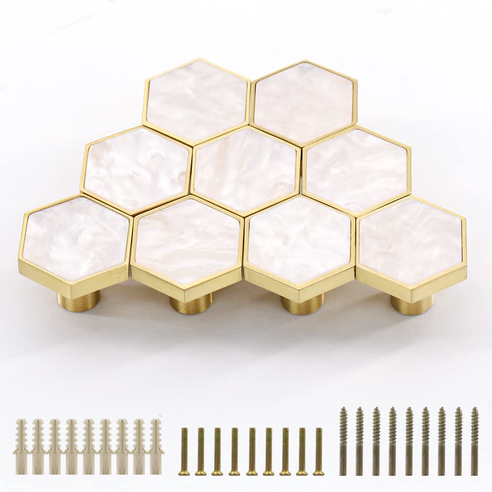 Evergd White 25Mm Pure Copper Handle Shell Brass Gold Wardrobe Kitchen Cabinet Door Knobs Drawer Cupboard Hardware Pull Handle Clothes Coat Hook Modern Simple (, 9)