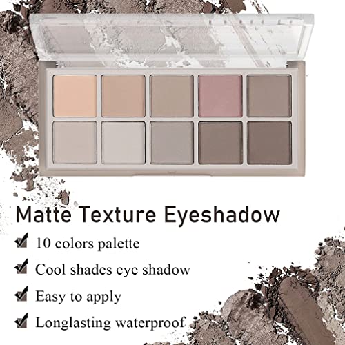 Miniling 10 Colors Eyeshadow Palette Smooth Matte Nude Eyeshadow Makeup Palette With Professional Eyeshadow Brush, High Pigmented, Blendable Long Lasting Neutral Eye Palette, Easy To Use - 04# #TOP1