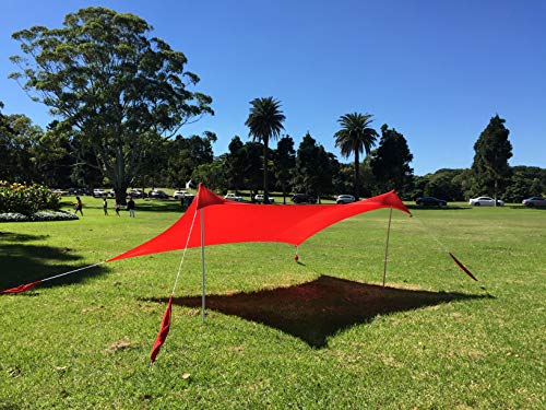 ZiggyShade Family Beach Sunshade – Lightweight Sun Shade Tent with Sandbag Anchors & 4 Free Pegs | UPF50+ UV Quality Lycra Fabric | Large & Portable | Canopy for Parks & Outdoor