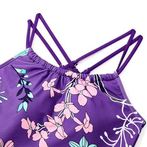 Image of Girls One Piece Swimsuits Teens Bathing Suits Teen Swimsuits Quick Dry Halter Crossback Beach Sport UPF 50 Kids Swimwear