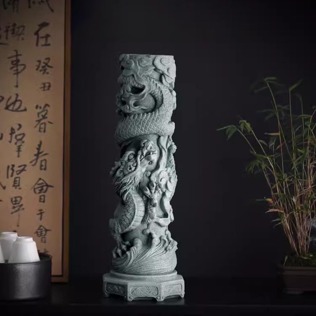 Tee-Haustier, Tee-Haustier, kreativer Sandstein, Neun-Drachen-Säule, Aquarium, Landschaftsgestaltung, Schreibtisch-Dekoration, chinesische Wohndekoration, Teetisch-Statue