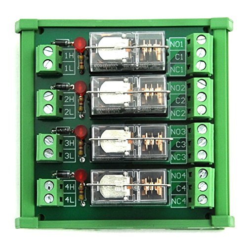 Electronics-Salon Din Rail Mount Ac/Dc 12V Control 4 Spdt 16Amp Pluggable Power Relay Module, G2R-1-E #TOP1