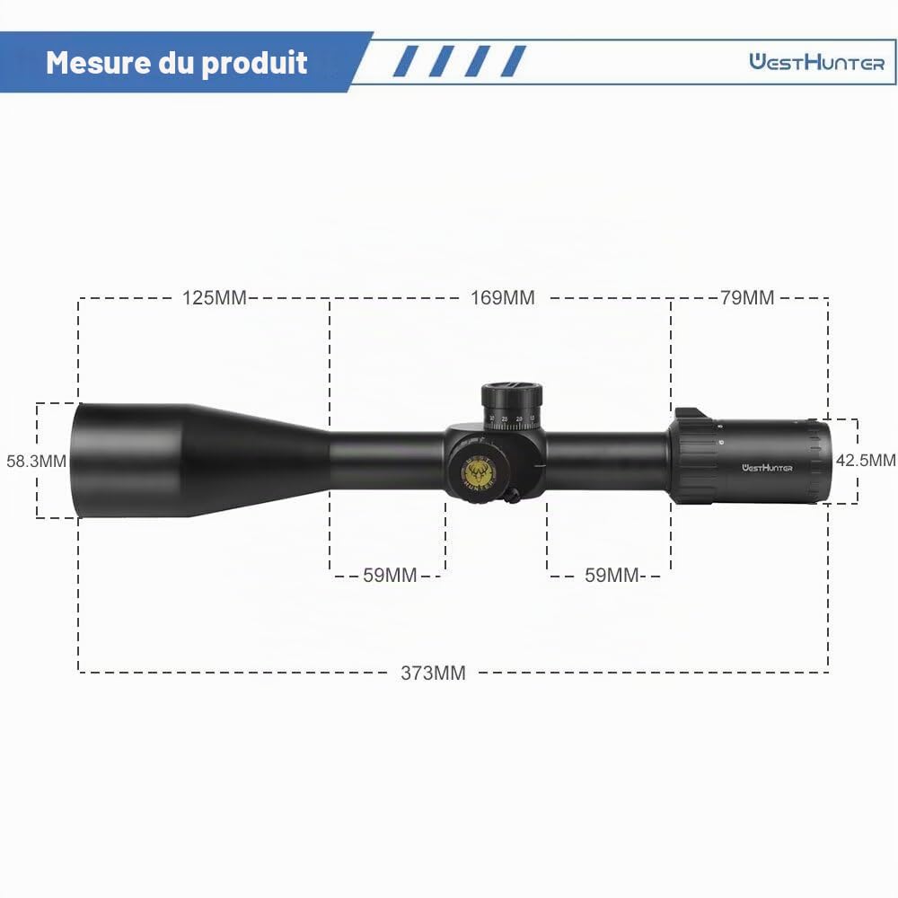 WestHunter Optique HD 6-24x50 FFP Lunette de visée de fusil First Focal 30 mm Vision tactique Précision (1/10 MIL)