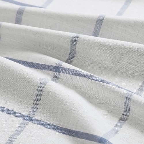 Vision Home Blue Plaid Linen Pinch Pleated Full Blackout Curtains 40x102Lx2 - image 7