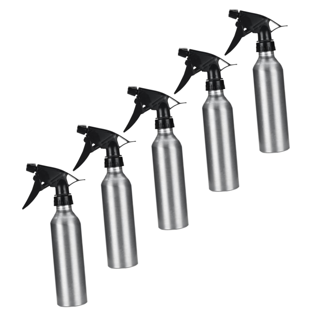 5 Botellas Pulverizadoras Rellenables 250ml Plástico Plata para Cosméticos