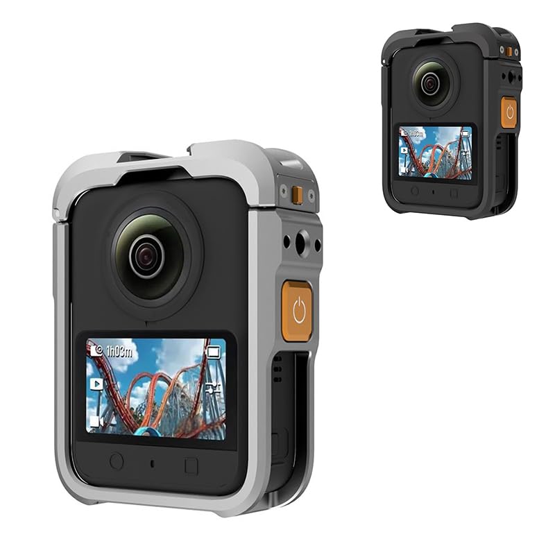 Aluminiowy futerał ochronny z klatką dla królika do kamery sportowej DJI Osmo 360, ramka ochronna 360° z osłoną obiektywu, wielofunkcyjny uchwyt na adapter rozszerzeń do akcesoriów (szary)