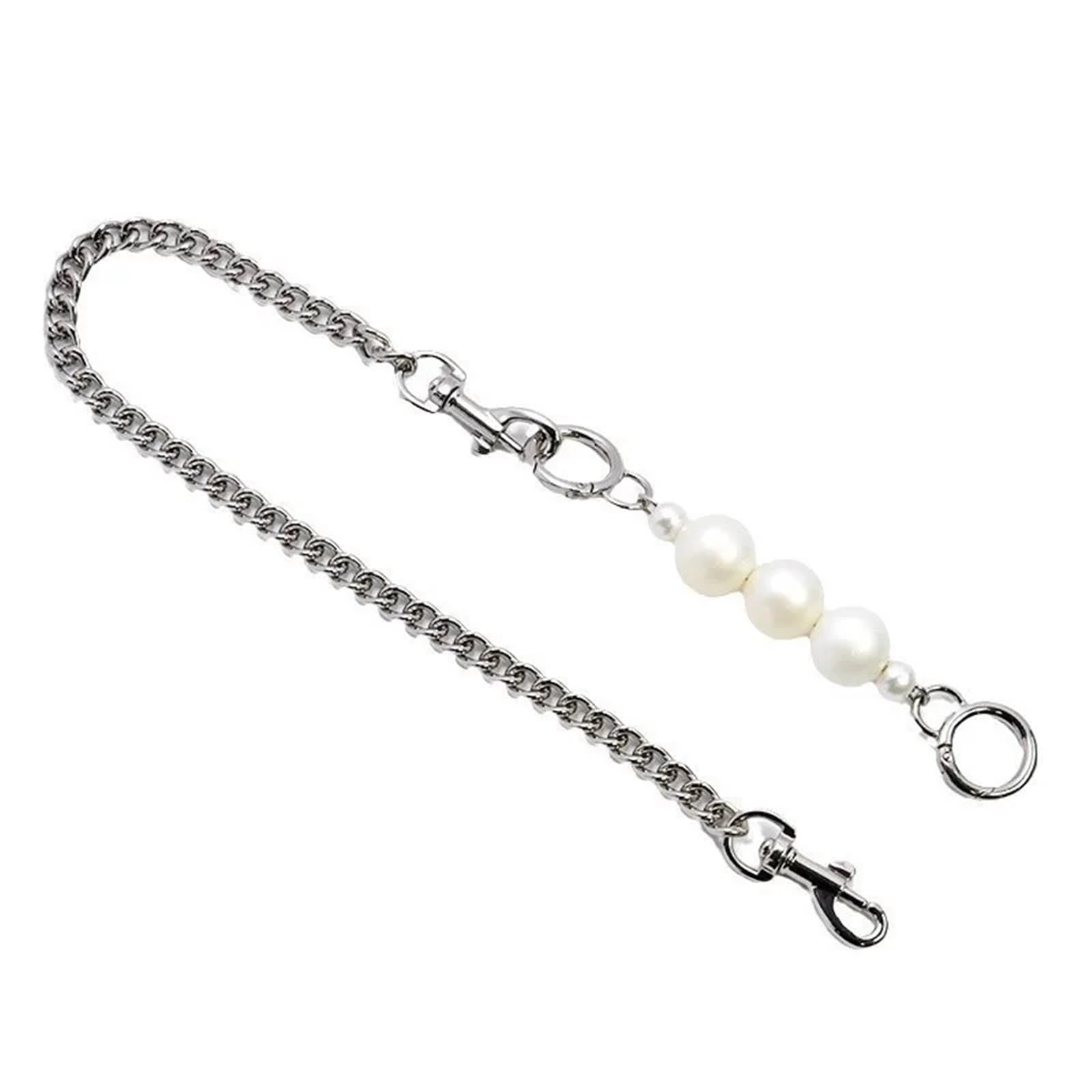 Chaîne de sac imitation perles argentées : poignée décorative haute finition pour pochette