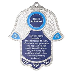Hamsa Wall Decor Pink/Blue Evil Eye Allure Safety Amulet House/Enterprise Good Luck Charms in English/Hebrew Blessings