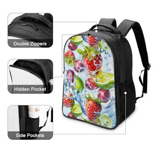 3D Fruits in Water Funny 16 Inch Backpack for Men Women Casual Daypack with 2 Compartment for Travel Work4