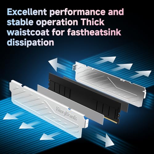 Image of KingBank Computer Desktop Memory Ram DDR4 8GB 3200MHZ CL16 1.35V XMP2.0 Overclocking with Heatsink for PC Gaming /Office /PS,Silver