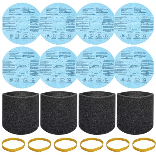 Opiniones de Filtro para Aspiradora Shop Vac los mejores 5. 39 Paquete de 8 filtros secos reutilizables 90107/90137 y 4 piezas 90585 kit de filtro de manga de espuma de repuesto para Shop Vac 5 galones y por encima de aspiradora húmeda/seca,...